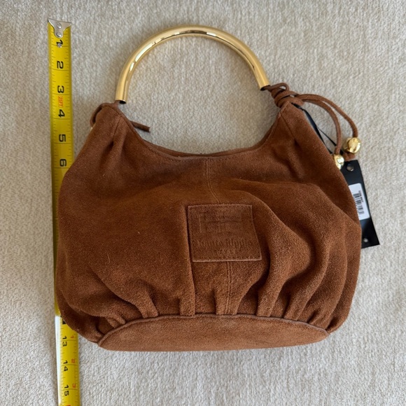 Haute Hippie Tan Suede Hobo Bag with Gold Details - Picture 13 of 15